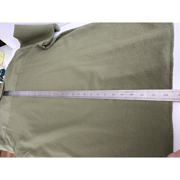 NWT Trust Mens Button Up Shirt XXL 55% Linen Army Green S/S Casual Dadcore Comfy - Picture 10 of 11